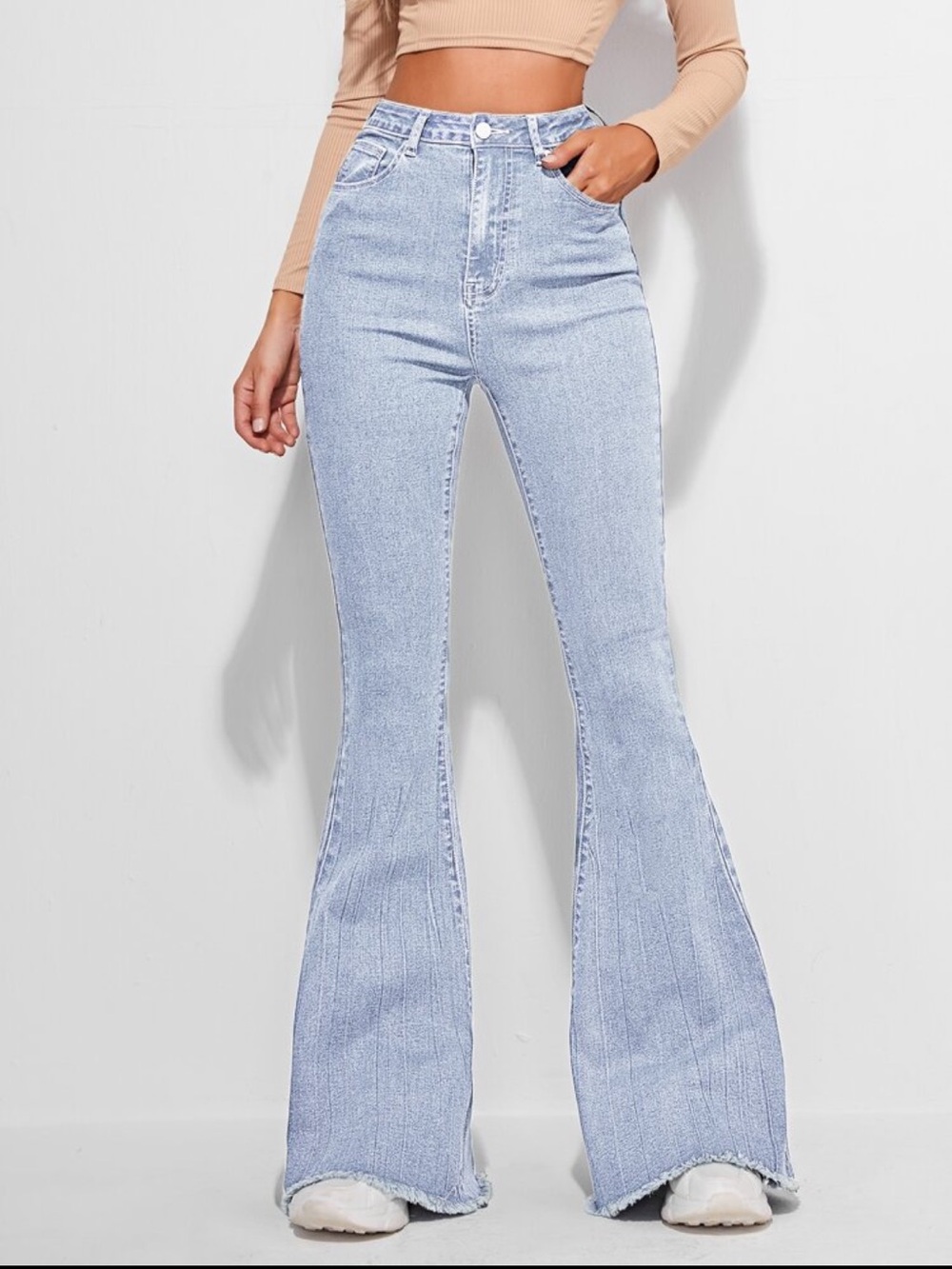 Light Blue High-Waist Flare Jeans